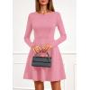 imagePRETTYGARDEN Womens Long Sleeve Cocktail Mini Dress 2025 Fall Crew Neck A Line Homecoming Party Short Dresses Elegant ClassyPink