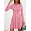 imagePRETTYGARDEN Womens Long Sleeve Cocktail Mini Dress 2025 Fall Crew Neck A Line Homecoming Party Short Dresses Elegant ClassyPink