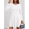 imagePRETTYGARDEN Womens Long Sleeve Cocktail Mini Dress 2025 Fall Crew Neck A Line Homecoming Party Short Dresses Elegant ClassyWhite