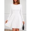 imagePRETTYGARDEN Womens Long Sleeve Cocktail Mini Dress 2025 Fall Crew Neck A Line Homecoming Party Short Dresses Elegant ClassyWhite