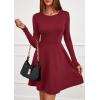 imagePRETTYGARDEN Womens Long Sleeve Cocktail Mini Dress 2025 Fall Crew Neck A Line Homecoming Party Short Dresses Elegant ClassyWine Red