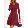 imagePRETTYGARDEN Womens Long Sleeve Cocktail Mini Dress 2025 Fall Crew Neck A Line Homecoming Party Short Dresses Elegant ClassyWine Red