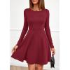 imagePRETTYGARDEN Womens Long Sleeve Cocktail Mini Dress 2025 Fall Crew Neck A Line Homecoming Party Short Dresses Elegant ClassyWine Red