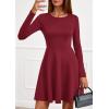 imagePRETTYGARDEN Womens Long Sleeve Cocktail Mini Dress 2025 Fall Crew Neck A Line Homecoming Party Short Dresses Elegant ClassyWine Red