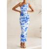 imagePRETTYGARDEN Womens One Shoulder Bodycon Dresses Summer 2025 Ruched Floral Beach Cocktail Wedding Guest DressBlue