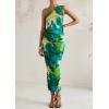 imagePRETTYGARDEN Womens One Shoulder Bodycon Dresses Summer 2025 Ruched Floral Beach Cocktail Wedding Guest DressGreen Floral