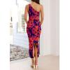 imagePRETTYGARDEN Womens One Shoulder Bodycon Dresses Summer 2025 Ruched Floral Beach Cocktail Wedding Guest DressPurple Orange