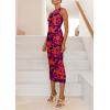 imagePRETTYGARDEN Womens One Shoulder Bodycon Dresses Summer 2025 Ruched Floral Beach Cocktail Wedding Guest DressPurple Orange