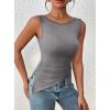 imagePRETTYGARDEN Womens Ruched Tank Tops 2025 Summer Sleeveless Slim Fit T Shirts Blouses Going Out Y2K Fashion ClothesGrey