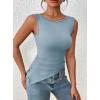 imagePRETTYGARDEN Womens Ruched Tank Tops 2025 Summer Sleeveless Slim Fit T Shirts Blouses Going Out Y2K Fashion ClothesLight Grey Blue