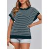 imagePRETTYGARDEN Womens Short Sleeve Sweater Spring Summer 2025 Round Neck Striped Pullover Cap Sleeve Knit Sweater Vest TopsMalachite Green