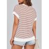 imagePRETTYGARDEN Womens Short Sleeve Sweater Spring Summer 2025 Round Neck Striped Pullover Cap Sleeve Knit Sweater Vest TopsStriped White Red