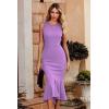 imagePRETTYGARDEN Womens Sleeveless Midi Bodycon Formal Dress Ruffle Mermaid Hem Elegant Cocktail Wedding Guest Midi DressesBright Purple