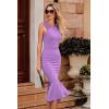imagePRETTYGARDEN Womens Sleeveless Midi Bodycon Formal Dress Ruffle Mermaid Hem Elegant Cocktail Wedding Guest Midi DressesBright Purple