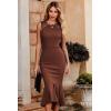 imagePRETTYGARDEN Womens Sleeveless Midi Bodycon Formal Dress Ruffle Mermaid Hem Elegant Cocktail Wedding Guest Midi DressesCoffee
