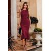 imagePRETTYGARDEN Womens Sleeveless Midi Bodycon Formal Dress Ruffle Mermaid Hem Elegant Cocktail Wedding Guest Midi DressesWine Red
