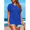 imagePRETTYGARDEN Womens Spring Tops 2025 Summer Shirts Crochet Cap Sleeve Sweater Pullover Cute Beach Vacation ClothesBlue