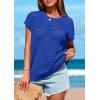 imagePRETTYGARDEN Womens Spring Tops 2025 Summer Shirts Crochet Cap Sleeve Sweater Pullover Cute Beach Vacation ClothesBlue