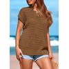 imagePRETTYGARDEN Womens Spring Tops 2025 Summer Shirts Crochet Cap Sleeve Sweater Pullover Cute Beach Vacation ClothesBrown