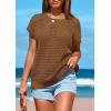 imagePRETTYGARDEN Womens Spring Tops 2025 Summer Shirts Crochet Cap Sleeve Sweater Pullover Cute Beach Vacation ClothesBrown
