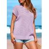 imagePRETTYGARDEN Womens Spring Tops 2025 Summer Shirts Crochet Cap Sleeve Sweater Pullover Cute Beach Vacation ClothesLight Purple