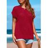 imagePRETTYGARDEN Womens Spring Tops 2025 Summer Shirts Crochet Cap Sleeve Sweater Pullover Cute Beach Vacation ClothesRed