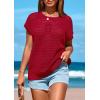 imagePRETTYGARDEN Womens Spring Tops 2025 Summer Shirts Crochet Cap Sleeve Sweater Pullover Cute Beach Vacation ClothesRed