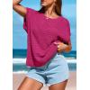 imagePRETTYGARDEN Womens Spring Tops 2025 Summer Shirts Crochet Cap Sleeve Sweater Pullover Cute Beach Vacation ClothesRose Red