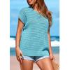 imagePRETTYGARDEN Womens Spring Tops 2025 Summer Shirts Crochet Cap Sleeve Sweater Pullover Cute Beach Vacation ClothesSky Blue