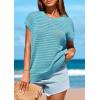 imagePRETTYGARDEN Womens Spring Tops 2025 Summer Shirts Crochet Cap Sleeve Sweater Pullover Cute Beach Vacation ClothesSky Blue