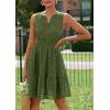 imagePRETTYGARDEN Womens Summer Dresses 2025 Sleeveless V Neck Eyelet Hollow Out Swing A Line Beach Vacation Sun DressArmy Green