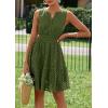 imagePRETTYGARDEN Womens Summer Dresses 2025 Sleeveless V Neck Eyelet Hollow Out Swing A Line Beach Vacation Sun DressArmy Green