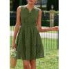 imagePRETTYGARDEN Womens Summer Dresses 2025 Sleeveless V Neck Eyelet Hollow Out Swing A Line Beach Vacation Sun DressArmy Green