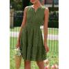 imagePRETTYGARDEN Womens Summer Dresses 2025 Sleeveless V Neck Eyelet Hollow Out Swing A Line Beach Vacation Sun DressArmy Green