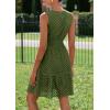 imagePRETTYGARDEN Womens Summer Dresses 2025 Sleeveless V Neck Eyelet Hollow Out Swing A Line Beach Vacation Sun DressArmy Green