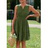 imagePRETTYGARDEN Womens Summer Dresses 2025 Sleeveless V Neck Eyelet Hollow Out Swing A Line Beach Vacation Sun DressArmy Green