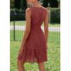 imagePRETTYGARDEN Womens Summer Dresses 2025 Sleeveless V Neck Eyelet Hollow Out Swing A Line Beach Vacation Sun DressBrown