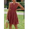 imagePRETTYGARDEN Womens Summer Dresses 2025 Sleeveless V Neck Eyelet Hollow Out Swing A Line Beach Vacation Sun DressBrown