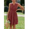 imagePRETTYGARDEN Womens Summer Dresses 2025 Sleeveless V Neck Eyelet Hollow Out Swing A Line Beach Vacation Sun DressBrown