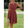 imagePRETTYGARDEN Womens Summer Dresses 2025 Sleeveless V Neck Eyelet Hollow Out Swing A Line Beach Vacation Sun DressBrown