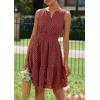 imagePRETTYGARDEN Womens Summer Dresses 2025 Sleeveless V Neck Eyelet Hollow Out Swing A Line Beach Vacation Sun DressBrown
