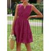 imagePRETTYGARDEN Womens Summer Dresses 2025 Sleeveless V Neck Eyelet Hollow Out Swing A Line Beach Vacation Sun DressBurgundy