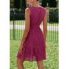 imagePRETTYGARDEN Womens Summer Dresses 2025 Sleeveless V Neck Eyelet Hollow Out Swing A Line Beach Vacation Sun DressBurgundy