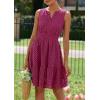 imagePRETTYGARDEN Womens Summer Dresses 2025 Sleeveless V Neck Eyelet Hollow Out Swing A Line Beach Vacation Sun DressBurgundy