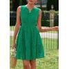 imagePRETTYGARDEN Womens Summer Dresses 2025 Sleeveless V Neck Eyelet Hollow Out Swing A Line Beach Vacation Sun DressDark Green