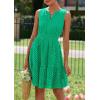 imagePRETTYGARDEN Womens Summer Dresses 2025 Sleeveless V Neck Eyelet Hollow Out Swing A Line Beach Vacation Sun DressGreen