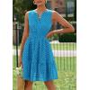 imagePRETTYGARDEN Womens Summer Dresses 2025 Sleeveless V Neck Eyelet Hollow Out Swing A Line Beach Vacation Sun DressLake Blue
