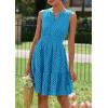 imagePRETTYGARDEN Womens Summer Dresses 2025 Sleeveless V Neck Eyelet Hollow Out Swing A Line Beach Vacation Sun DressLake Blue