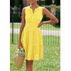 imagePRETTYGARDEN Womens Summer Dresses 2025 Sleeveless V Neck Eyelet Hollow Out Swing A Line Beach Vacation Sun DressYellow