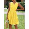 imagePRETTYGARDEN Womens Summer Dresses 2025 Sleeveless V Neck Eyelet Hollow Out Swing A Line Beach Vacation Sun DressYellow